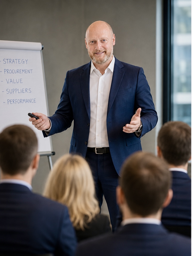 Igor Zukrow leitet einen Workshop für Einkaufsteams